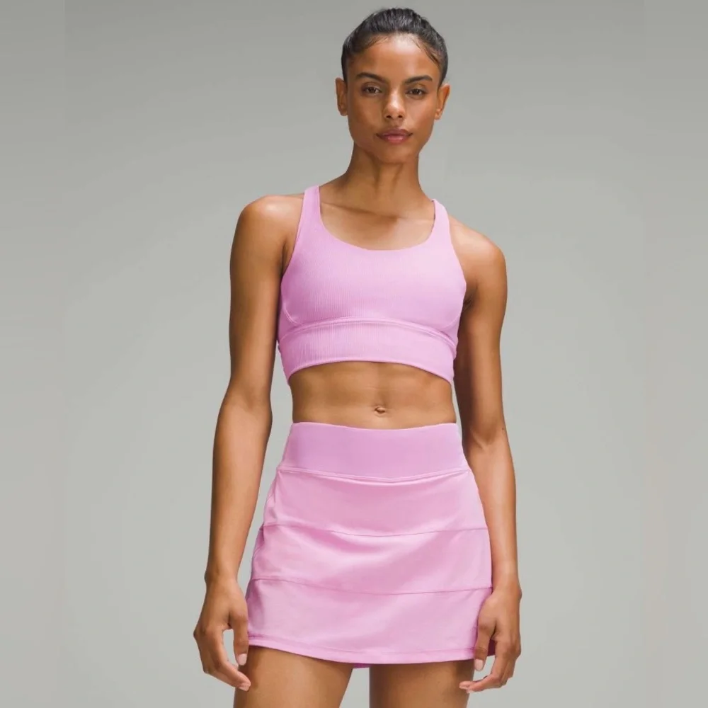 Lululemon Sz 14 Energy Longline Ribbed Bra *Medium Support in Dahlia Mauve Sz 14 - Picture 2 of 16